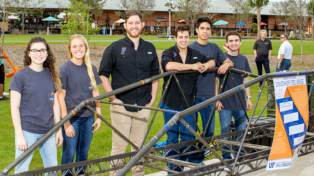 During the opening afternoon of the 2018 ASCE Southeast Student Conference, teams of engineering students set up their steel bridges around Gainesville’s Depot Park on Thursday, March 1.