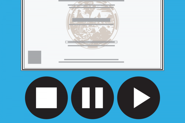 Professional Engineer license with stop, pause, and play buttons