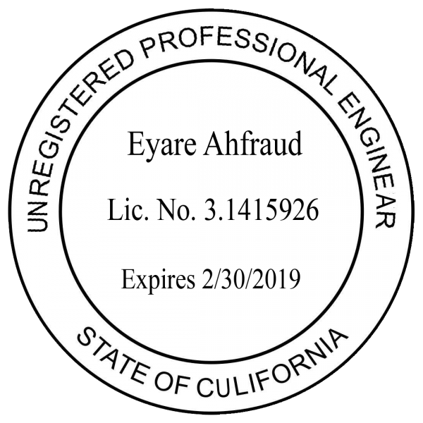 Illustration of a fake engineering stamp