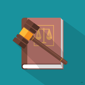 Law book with gavel