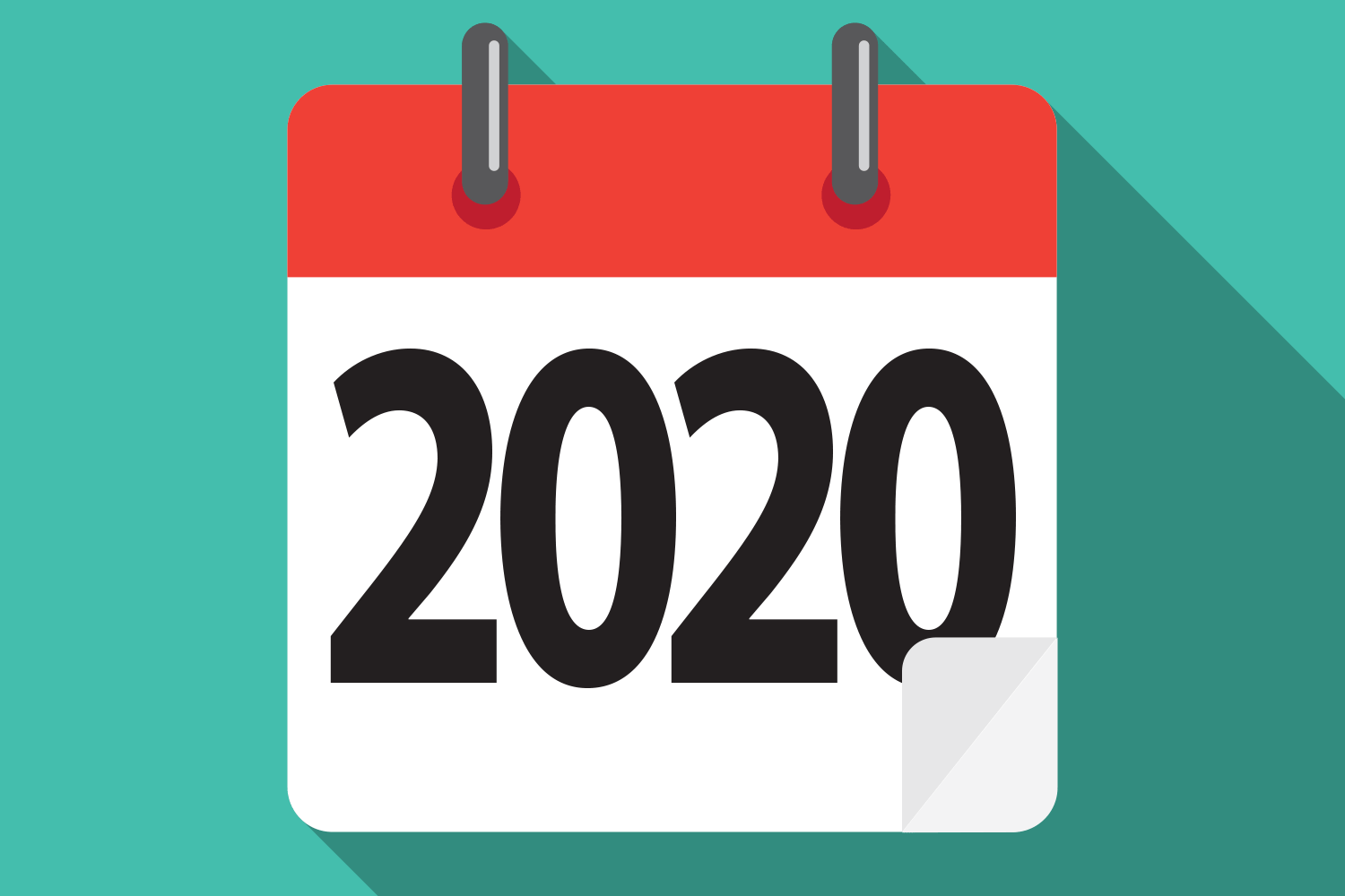 Calendar with the year 2020