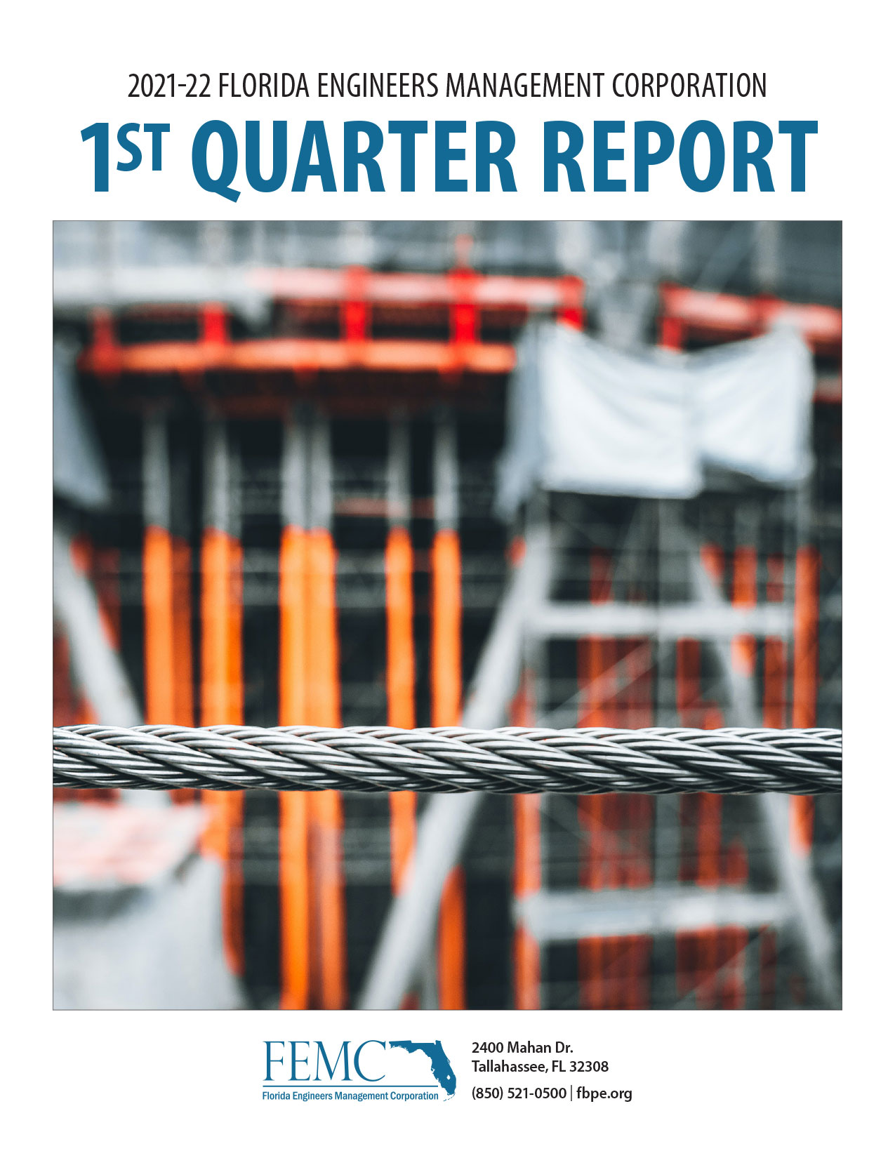 The cover of the 2021-22 Florida Engineers Management Corporation 1st Quarter Report