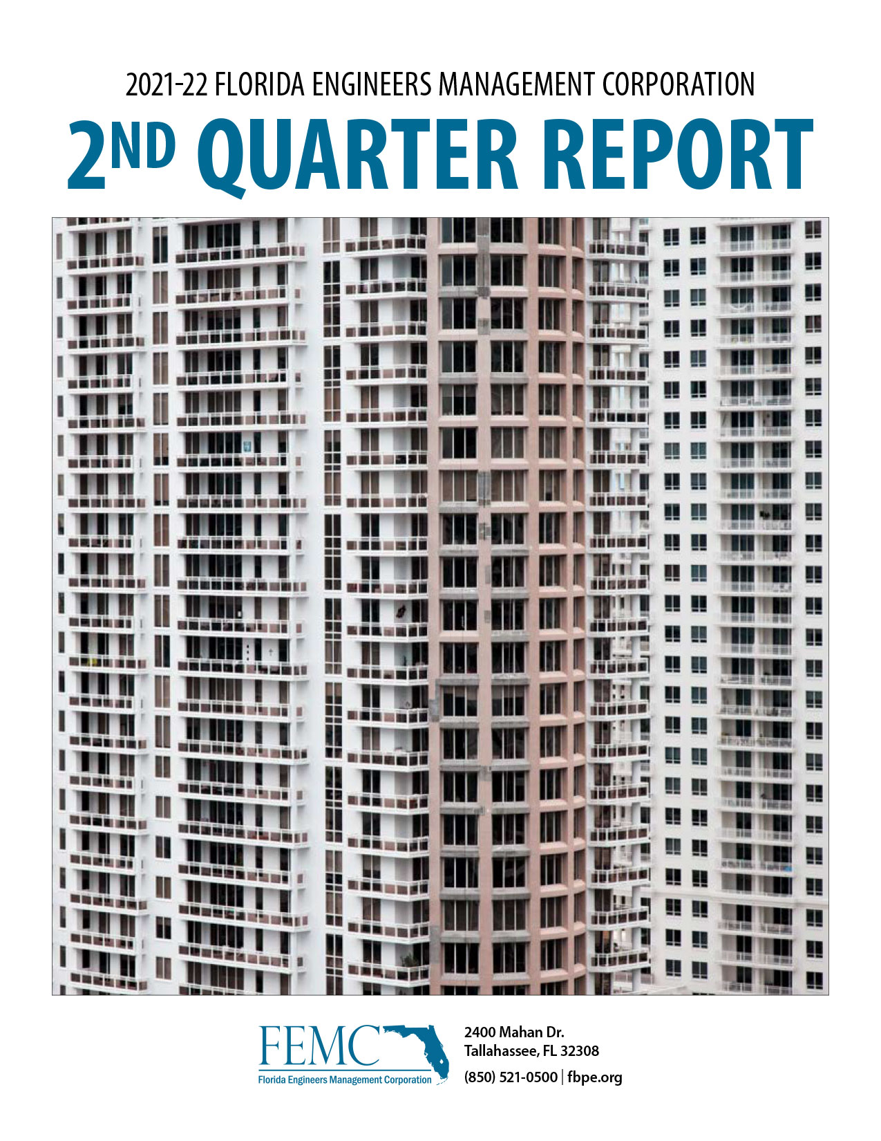 The cover of the 2021-22 Florida Engineers Management Corporation 2nd Quarter Report