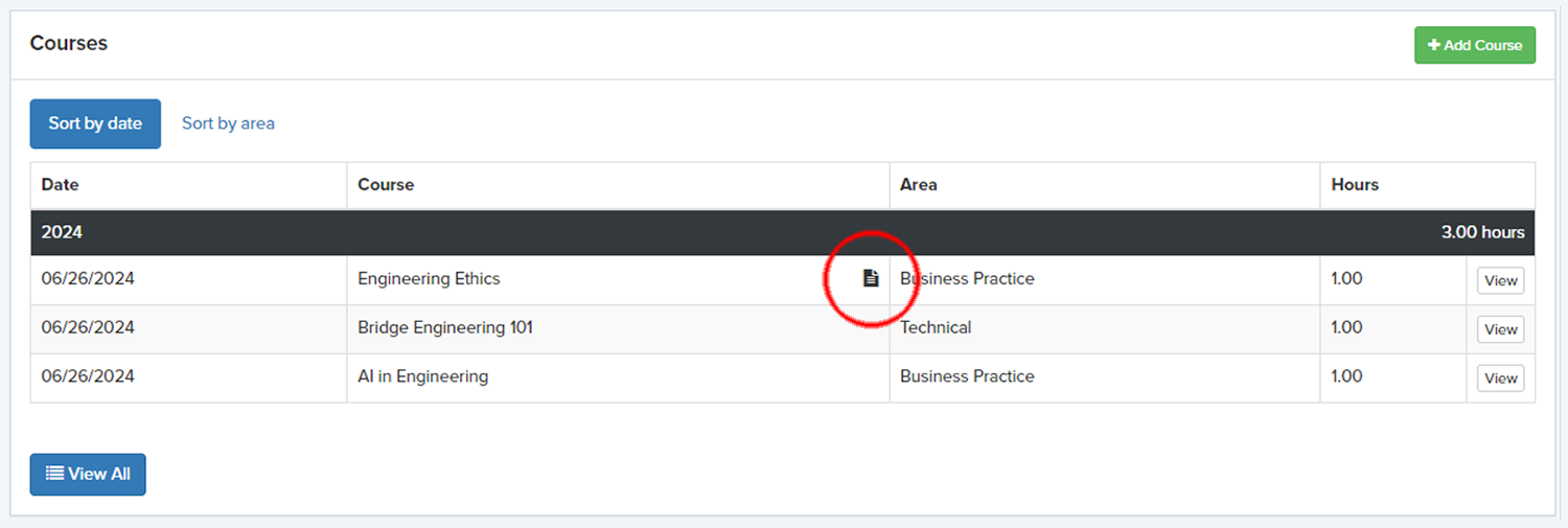 NCEES CPC Tracking screen