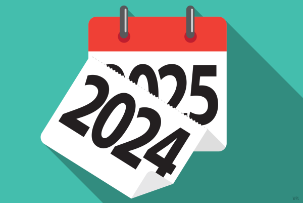 Calendar flipping from 2024 to 2025