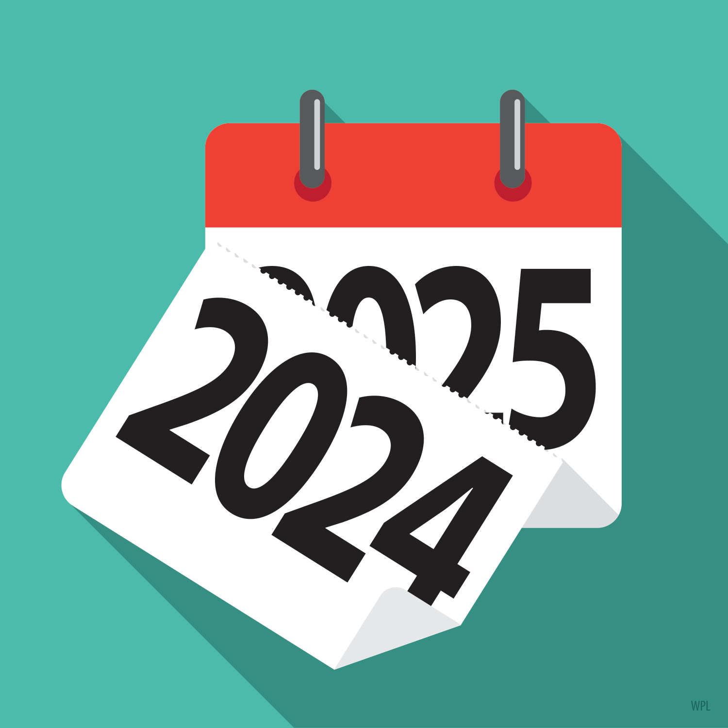 Calendar flipping from 2024 to 2025