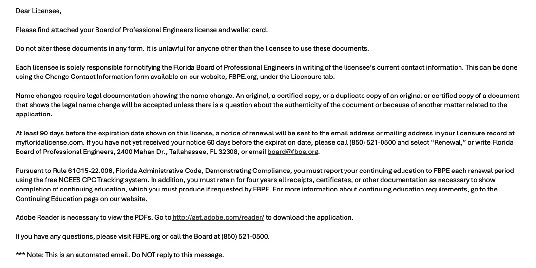 How to print your PE license