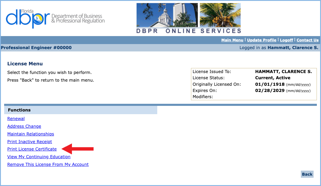 License printing step-by-step