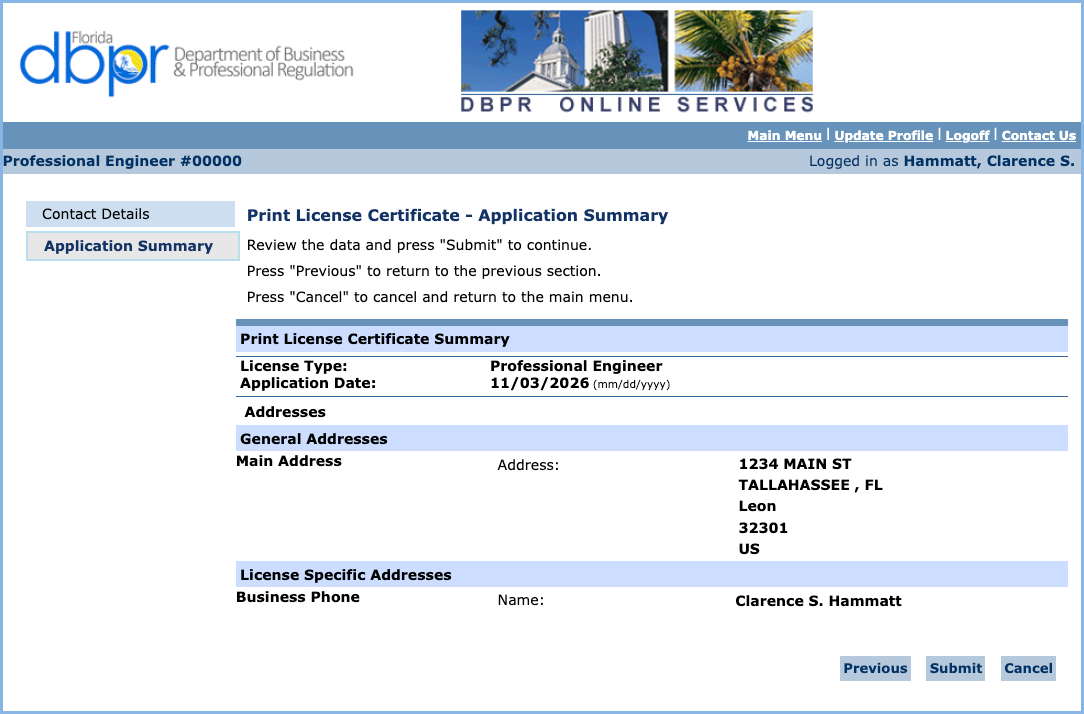 License printing step-by-step