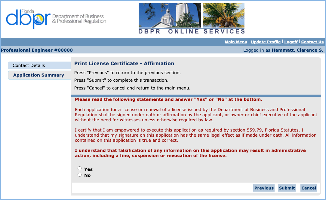 License printing step-by-step