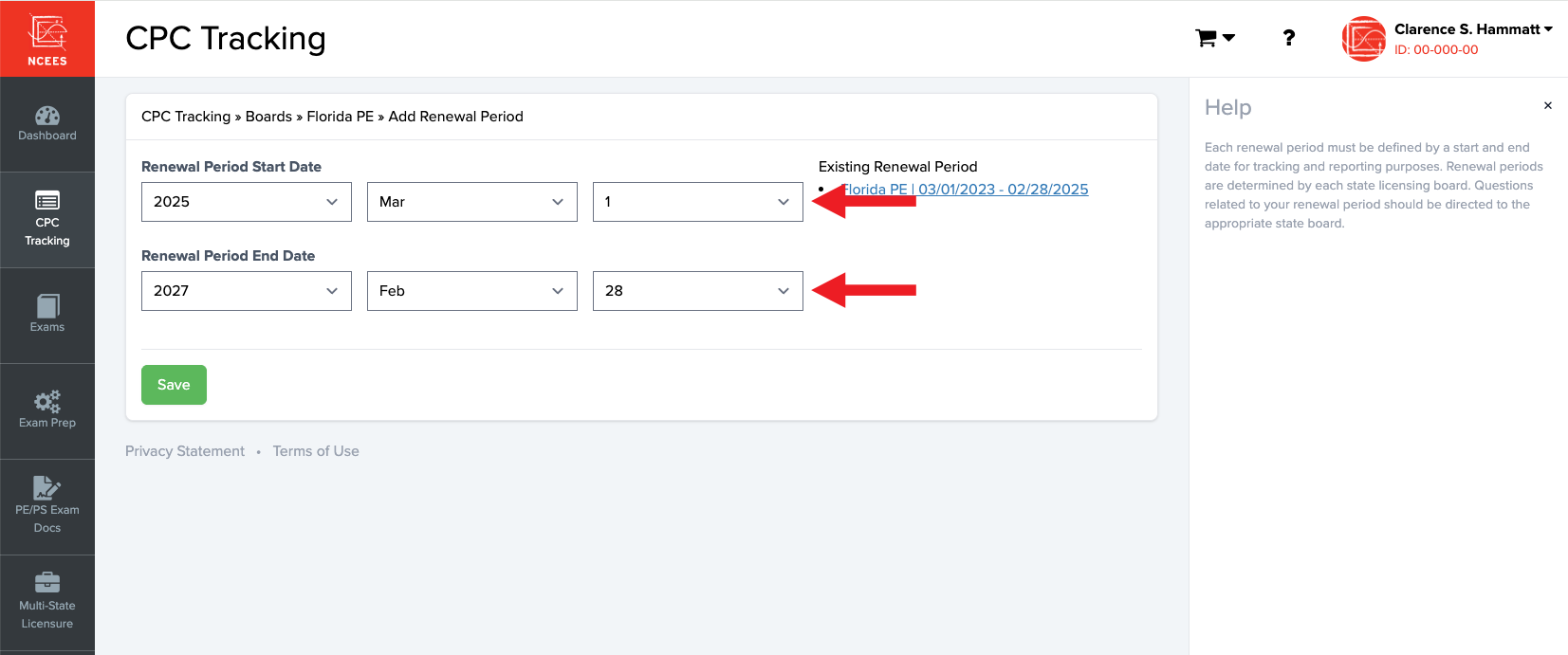 NCEES CPC Tracking instructions
