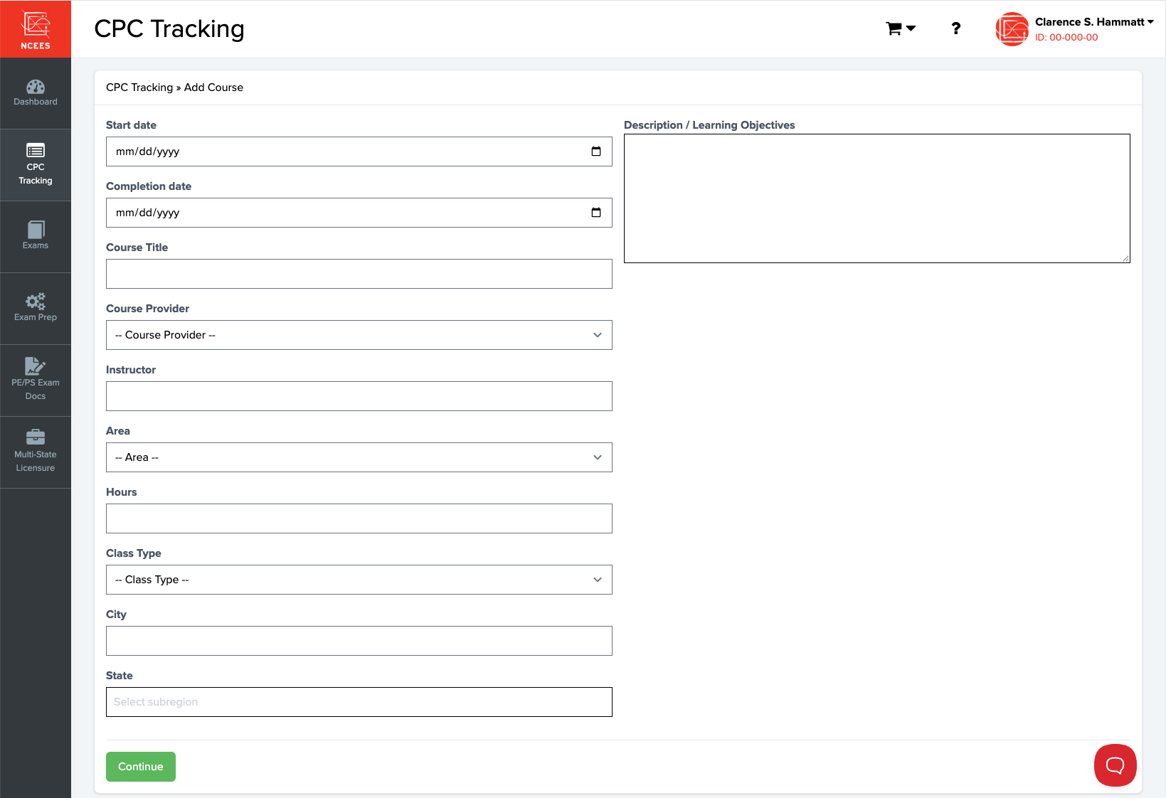 NCEES CPC Tracking instructions