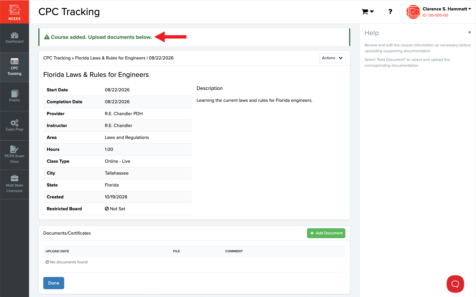 NCEES CPC Tracking instructions
