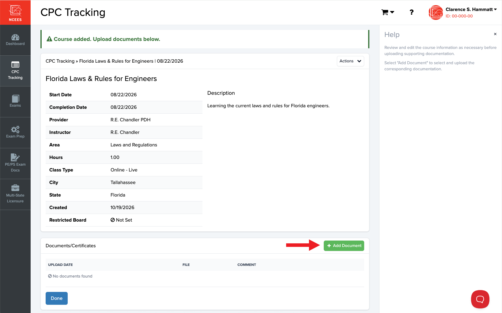 NCEES CPC Tracking instructions