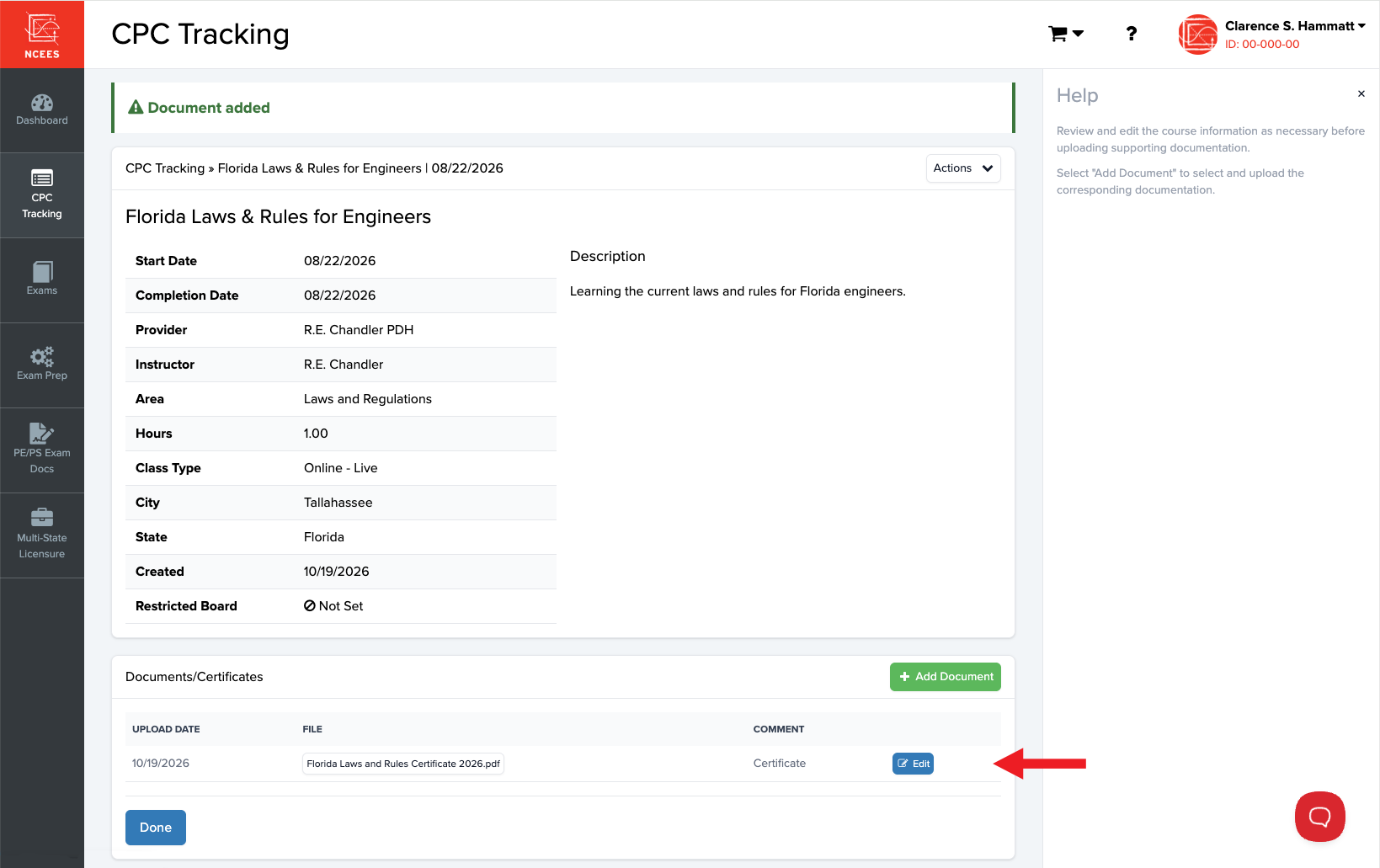 NCEES CPC Tracking instructions