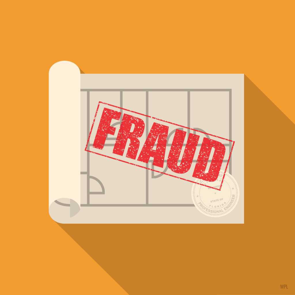 Fraud stamped on engineering plans