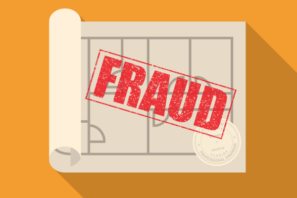 Fraud stamped on engineering plans